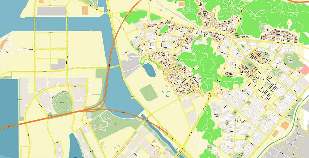 Incheon International Airport Map Vector Exact High Detailed Street Map editable Adobe Illustrator in layers