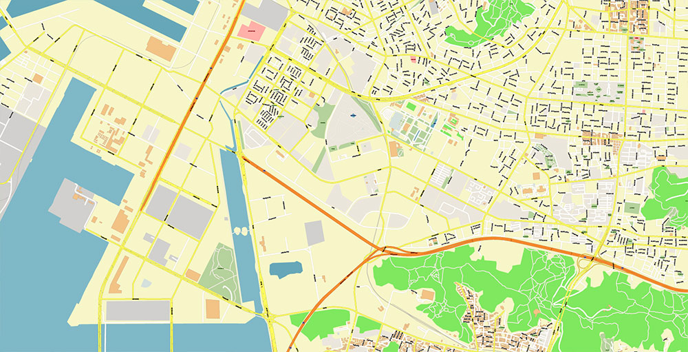 Incheon International Airport Map Vector Exact High Detailed Street Map editable Adobe Illustrator in layers