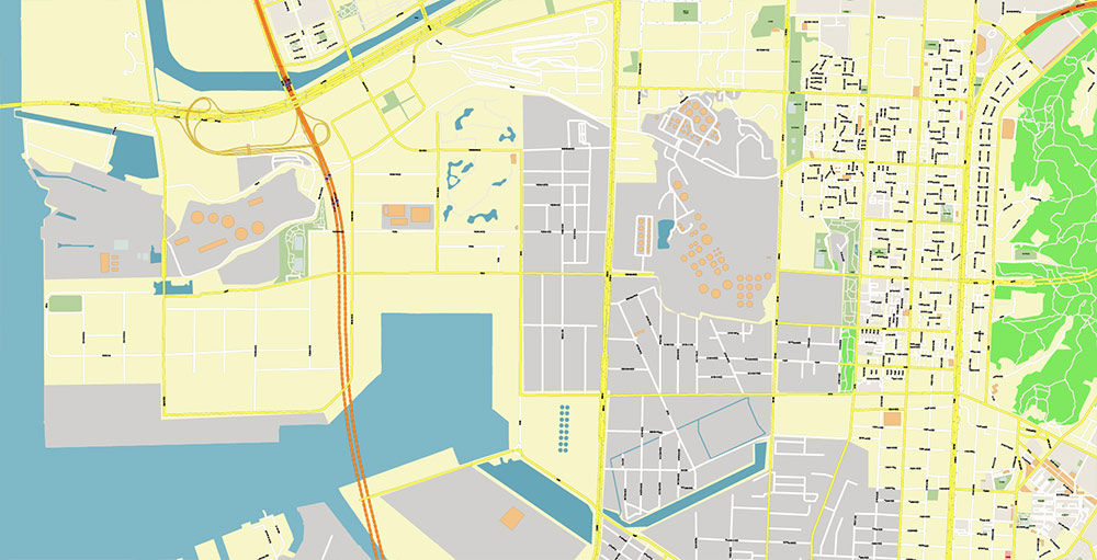 Incheon International Airport Map Vector Exact High Detailed Street Map editable Adobe Illustrator in layers