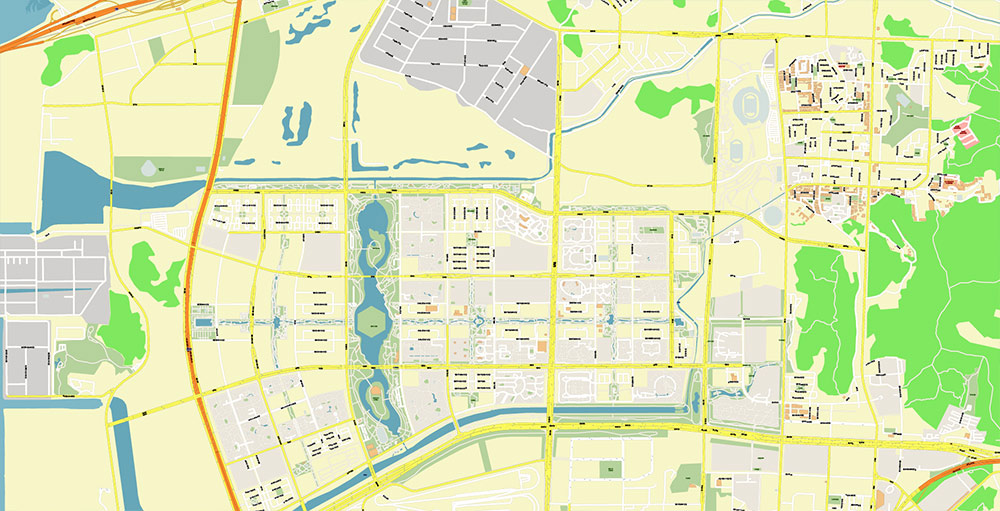 Incheon International Airport Map Vector Exact High Detailed Street Map editable Adobe Illustrator in layers