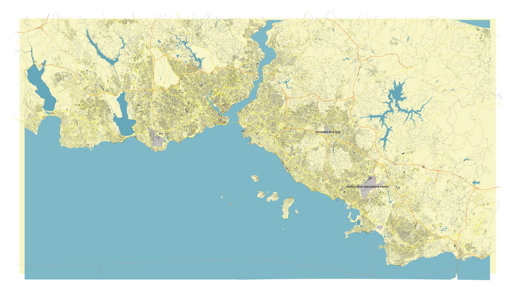 Free Vector map Blank Editable Layered of the Istanbul Turkey