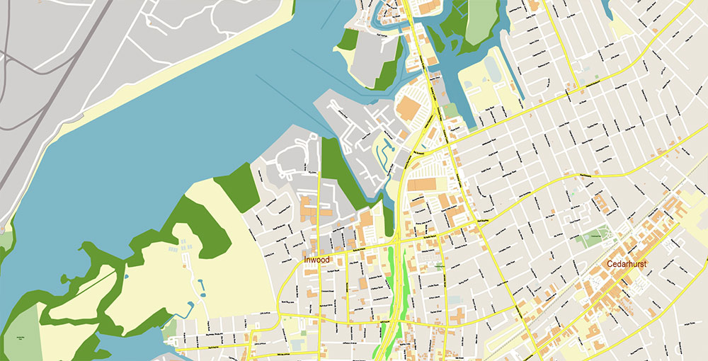 JFK Airport Map Vector Exact High Detailed Street Map editable Adobe Illustrator in layers