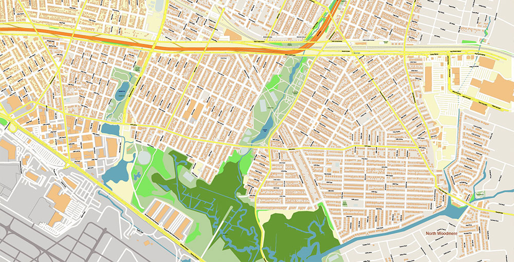 JFK Airport Map Vector Exact High Detailed Street Map editable Adobe Illustrator in layers
