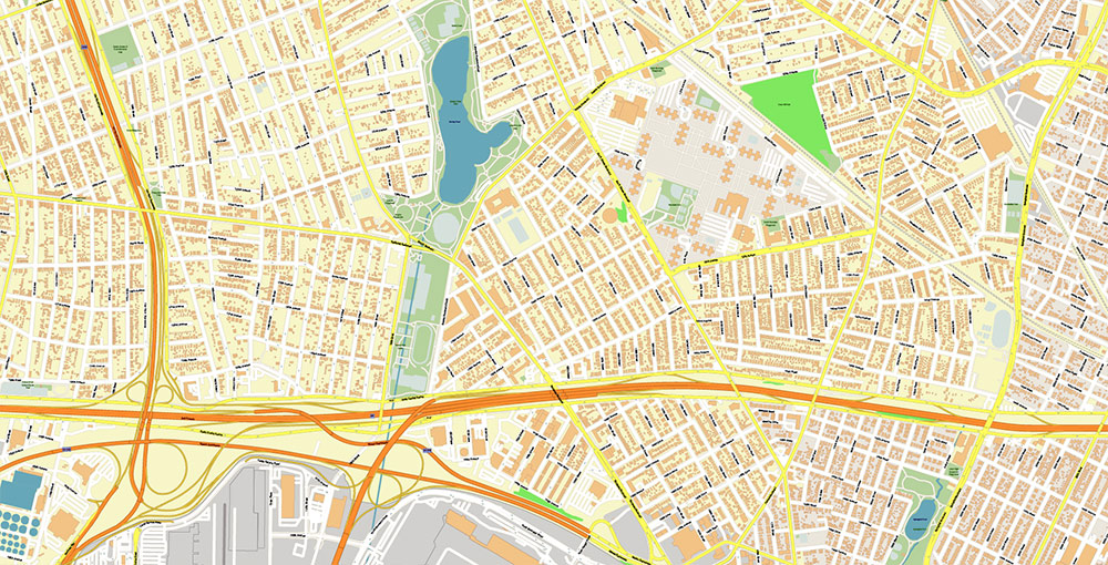JFK Airport Map Vector Exact High Detailed Street Map editable Adobe Illustrator in layers