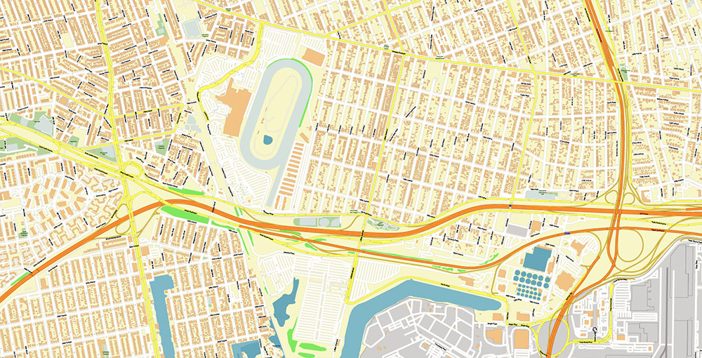 JFK Airport Map Vector Exact High Detailed Street Map editable Adobe Illustrator in layers