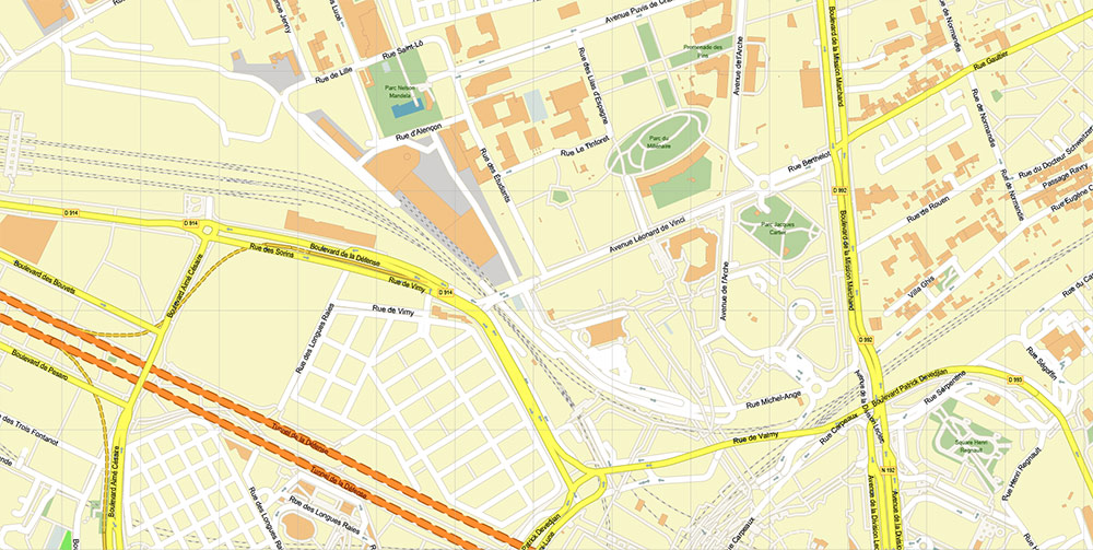 La Defense Paris CBD Map Vector Exact High Detailed Street Map editable Adobe Illustrator in layers