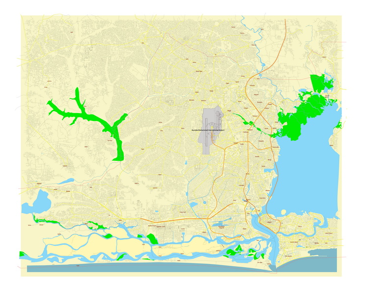 Free Vector map Blank Editable Layered of the Lagos Nigeria