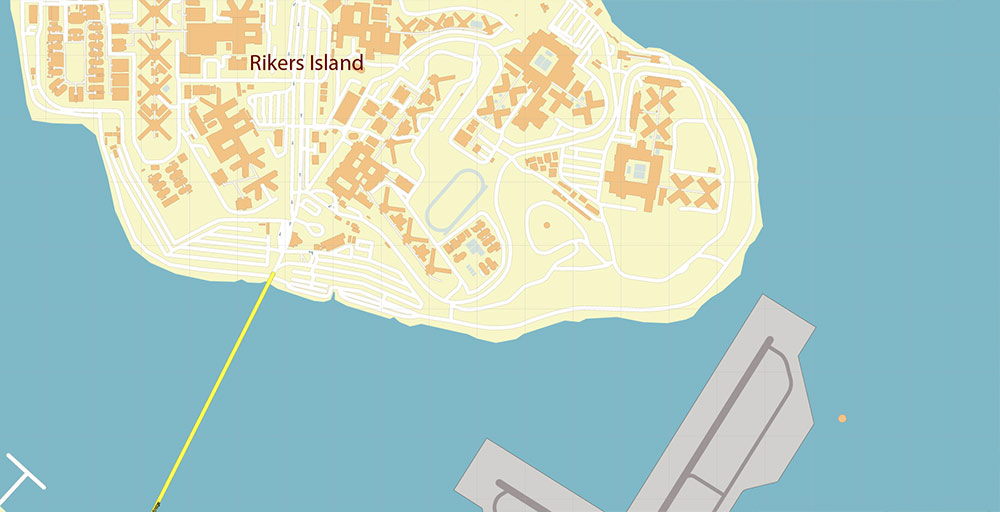 Laguardia Airport Map Vector Exact High Detailed Street Map editable Adobe Illustrator in layers