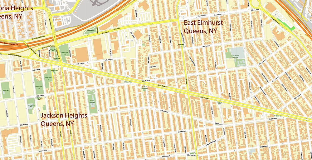 Laguardia Airport Map Vector Exact High Detailed Street Map editable Adobe Illustrator in layers