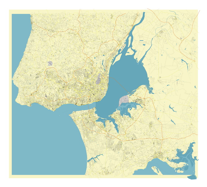 Free Vector map Blank Editable Layered of the Lisbon / Lisboa Portugal