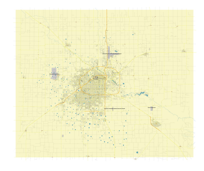 Free Vector map Blank Editable Layered of the Lubbock Texas USA
