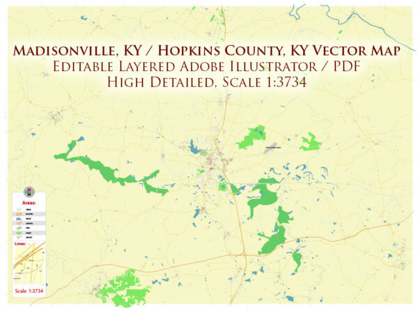 Madisonville Kentucky USA Map Vector Exact High Detailed Street Map editable Adobe Illustrator in layers Madisonville Kentucky USA Map Vector Exact High Detailed Street Map editable Adobe Illustrator in layers