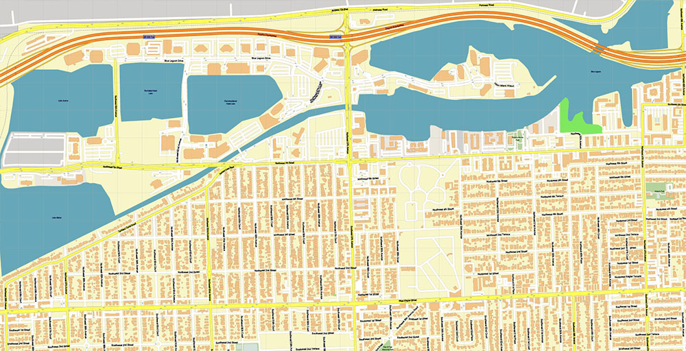 Miami Airport Map Vector Exact High Detailed Street Map editable Adobe Illustrator in layers