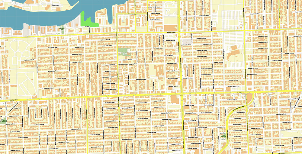 Miami Airport Map Vector Exact High Detailed Street Map editable Adobe Illustrator in layers