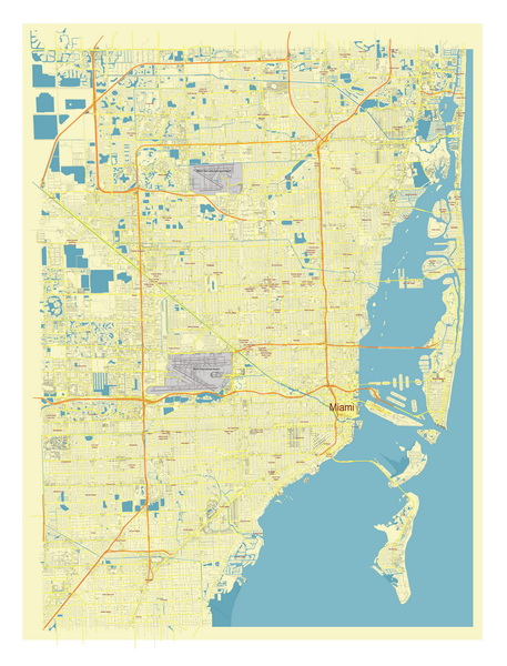 Free Vector map Blank Editable Layered of the Miami Florida USA