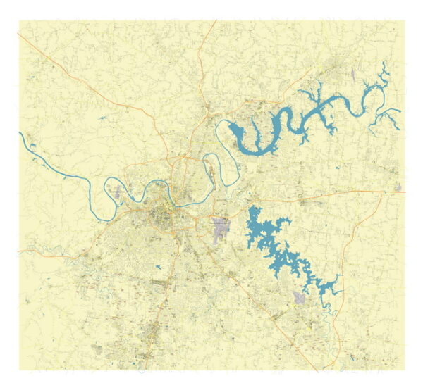Free Vector map Blank Editable Layered of the Nashville Tennessee USA