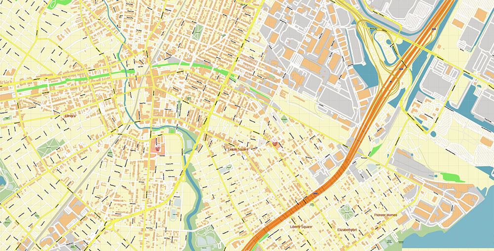Newark Airport Map Vector Exact High Detailed Street Map editable Adobe Illustrator in layers