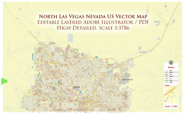 North Las Vegas Nevada USA Map Vector Exact City Plan High Detailed Street Map editable Adobe Illustrator in layers North Las Vegas Nevada USA Map Vector Exact City Plan High Detailed Street Map editable Adobe Illustrator in layers
