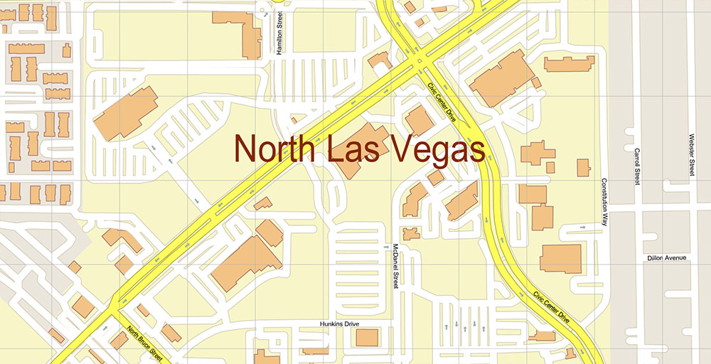 North Las Vegas Nevada USA Map Vector Exact City Plan High Detailed Street Map editable Adobe Illustrator in layers
