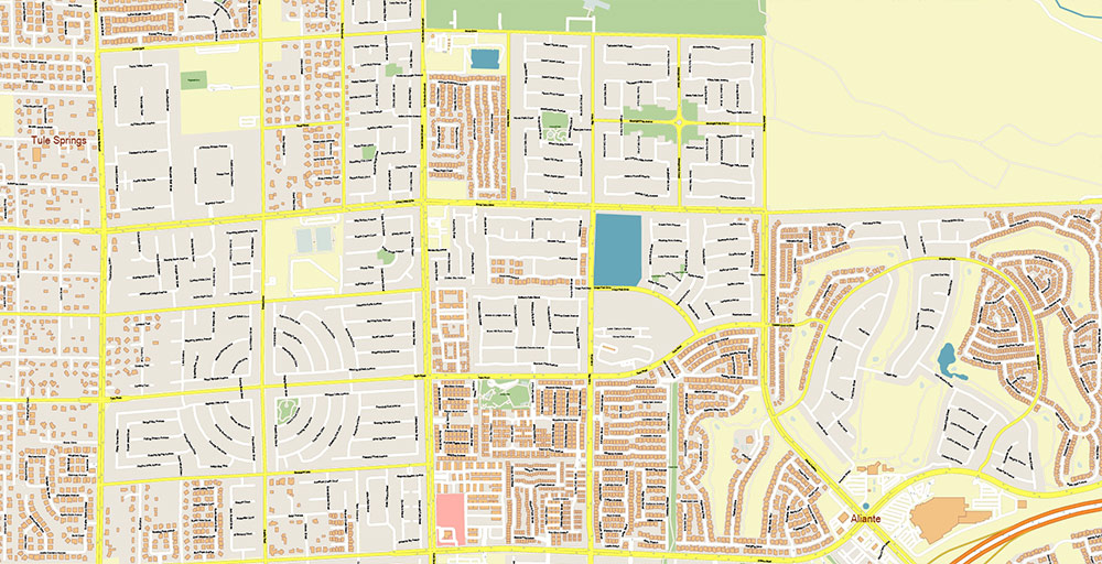 North Las Vegas Nevada USA Map Vector Exact City Plan High Detailed Street Map editable Adobe Illustrator in layers