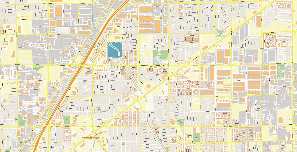 North Las Vegas Nevada USA Map Vector Exact City Plan High Detailed Street Map editable Adobe Illustrator in layers