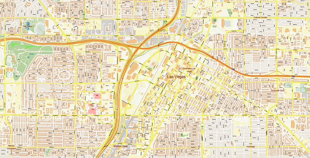 North Las Vegas Nevada USA Map Vector Exact City Plan High Detailed Street Map editable Adobe Illustrator in layers