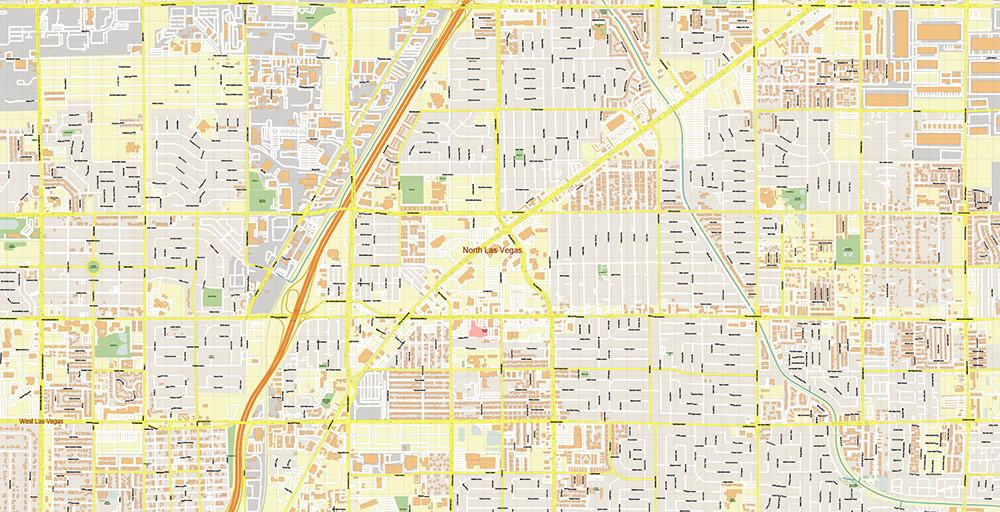 North Las Vegas Nevada USA Map Vector Exact City Plan High Detailed Street Map editable Adobe Illustrator in layers