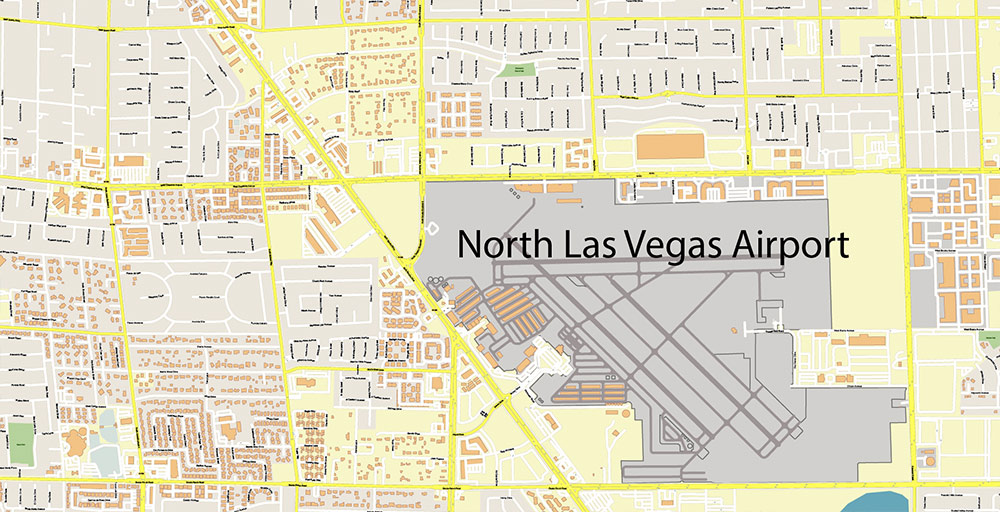North Las Vegas Nevada USA Map Vector Exact City Plan High Detailed Street Map editable Adobe Illustrator in layers