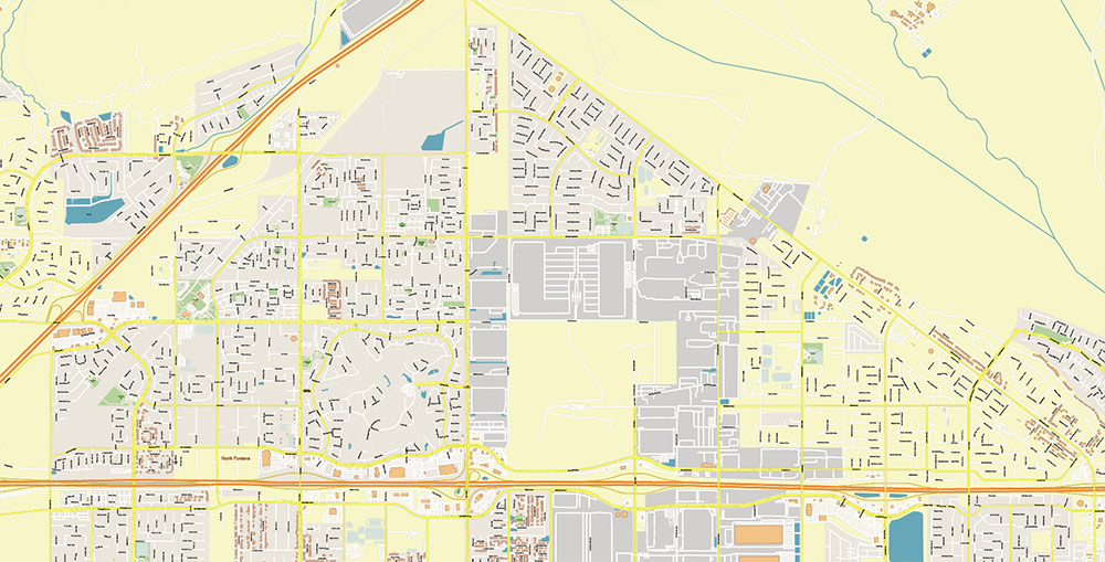 San Bernardino California USA Map Vector Exact City Plan High Detailed Street Map editable Adobe Illustrator in layers