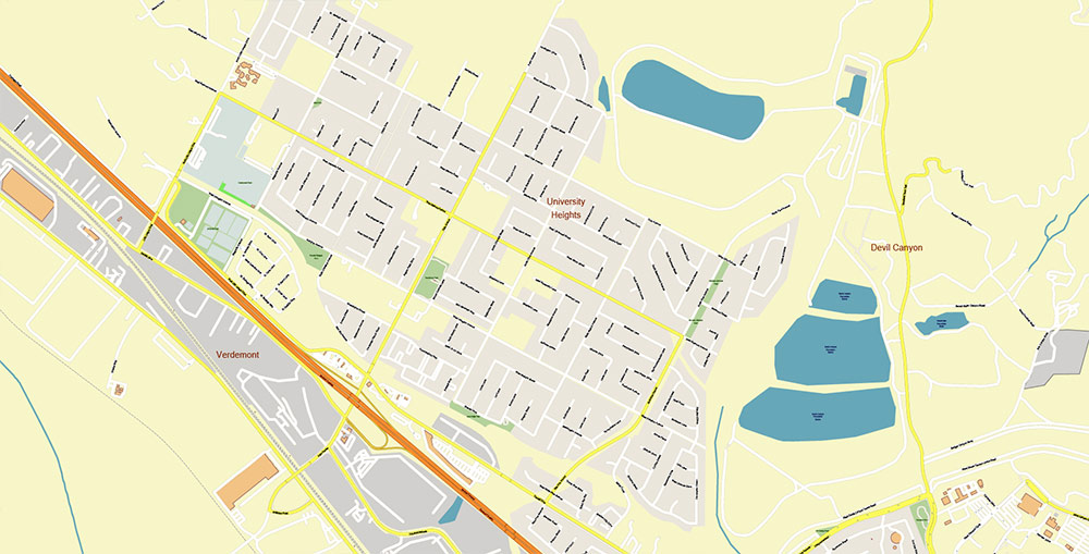San Bernardino California USA Map Vector Exact City Plan High Detailed Street Map editable Adobe Illustrator in layers