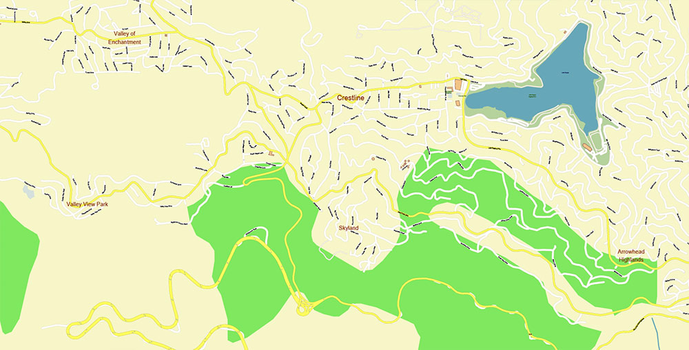 San Bernardino California USA Map Vector Exact City Plan High Detailed Street Map editable Adobe Illustrator in layers