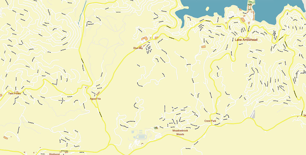 San Bernardino California USA Map Vector Exact City Plan High Detailed Street Map editable Adobe Illustrator in layers