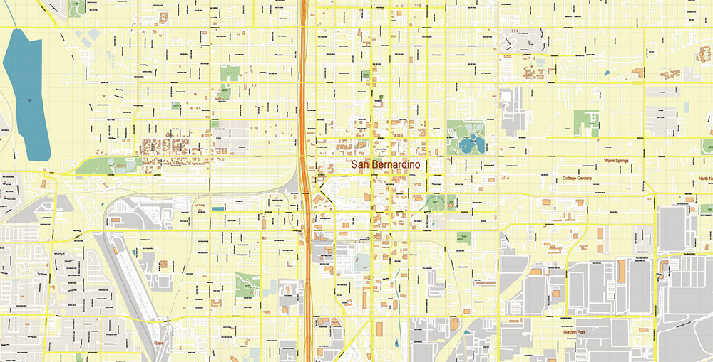 San Bernardino California USA Map Vector Exact City Plan High Detailed Street Map editable Adobe Illustrator in layers