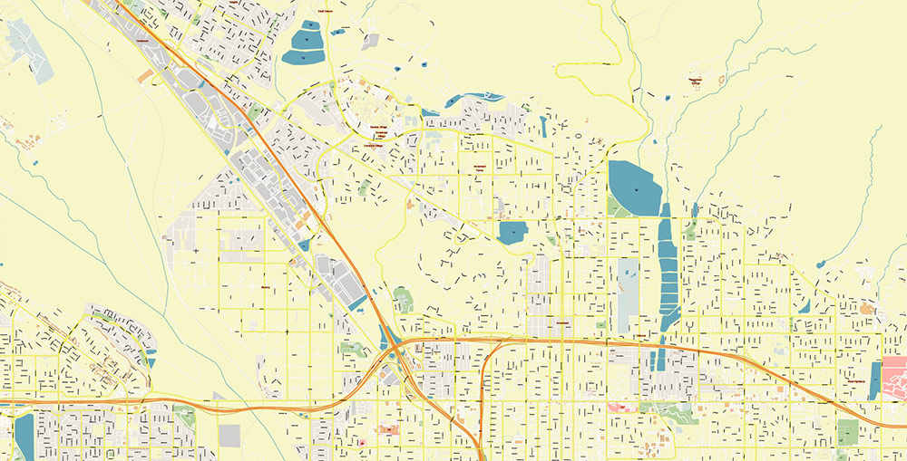 San Bernardino California USA Map Vector Exact City Plan High Detailed Street Map editable Adobe Illustrator in layers