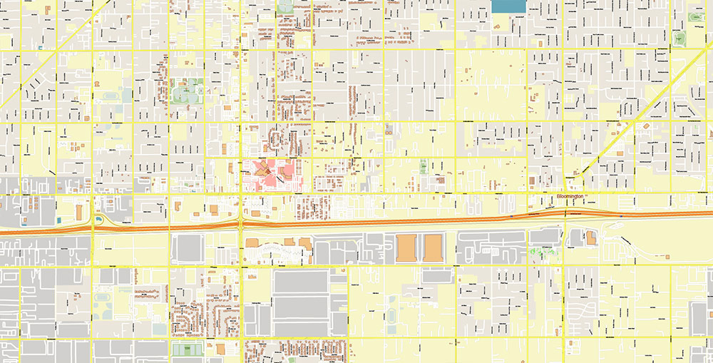 San Bernardino California USA Map Vector Exact City Plan High Detailed Street Map editable Adobe Illustrator in layers
