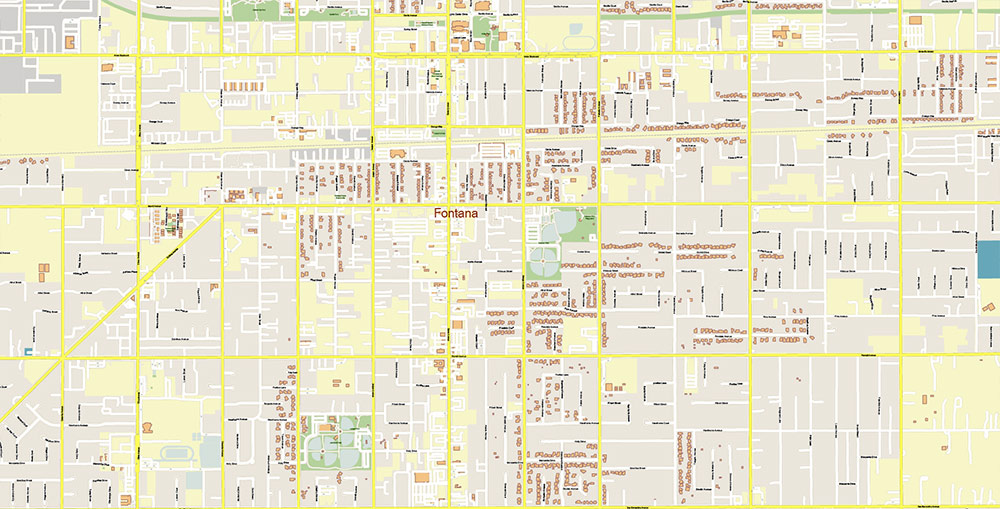 San Bernardino California USA Map Vector Exact City Plan High Detailed Street Map editable Adobe Illustrator in layers