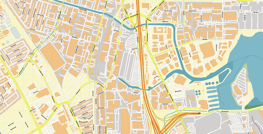 San Francisco Airport Map Vector Exact High Detailed Street Map editable Adobe Illustrator in layers