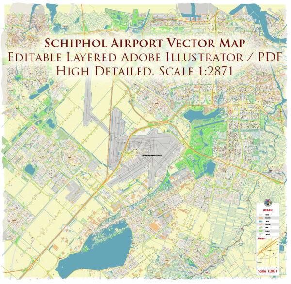 Schiphol Airport Map Vector Exact High Detailed Street Map editable Adobe Illustrator in layers Schiphol Airport Map Vector Exact High Detailed Street Map editable Adobe Illustrator in layers