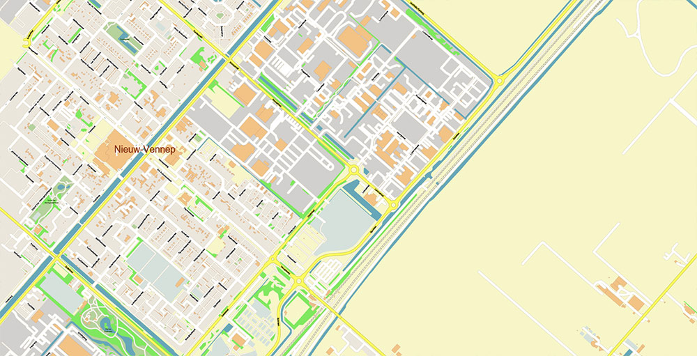 Schiphol Airport Map Vector Exact High Detailed Street Map editable Adobe Illustrator in layers