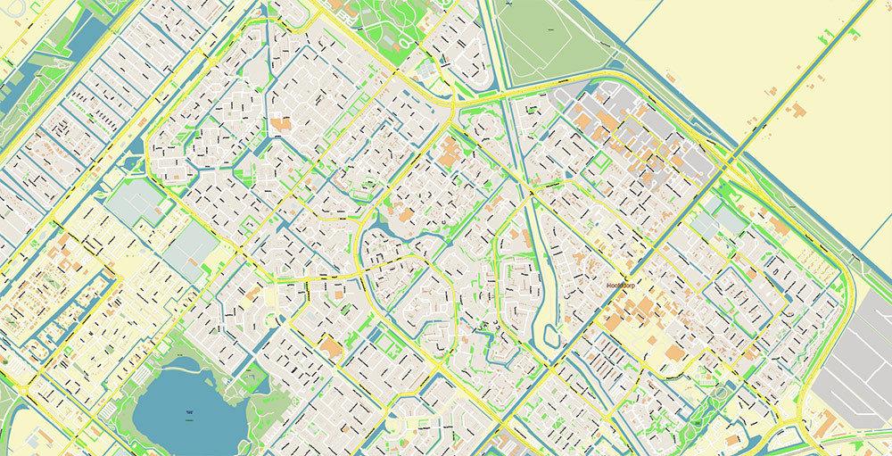 Schiphol Airport Map Vector Exact High Detailed Street Map editable Adobe Illustrator in layers