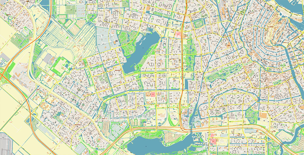 Schiphol Airport Map Vector Exact High Detailed Street Map editable Adobe Illustrator in layers