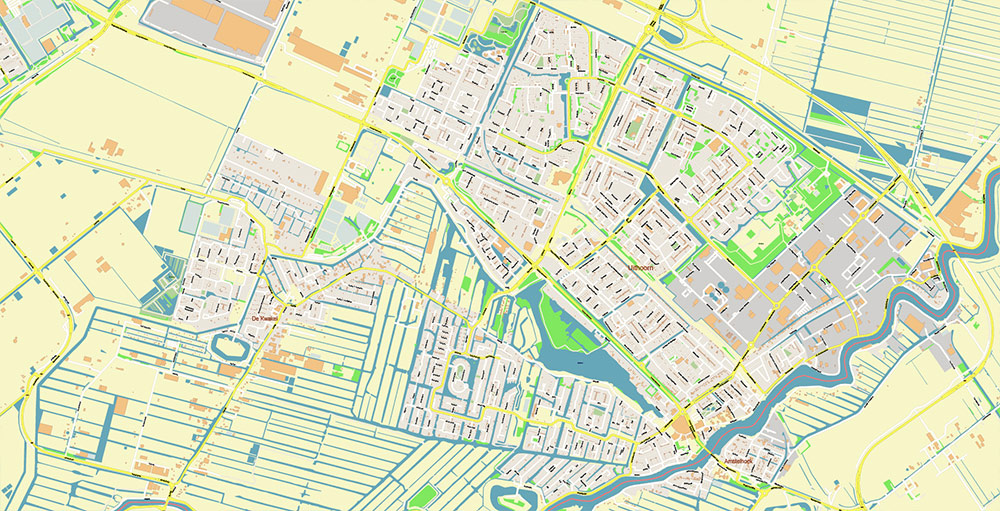 Schiphol Airport Map Vector Exact High Detailed Street Map editable Adobe Illustrator in layers