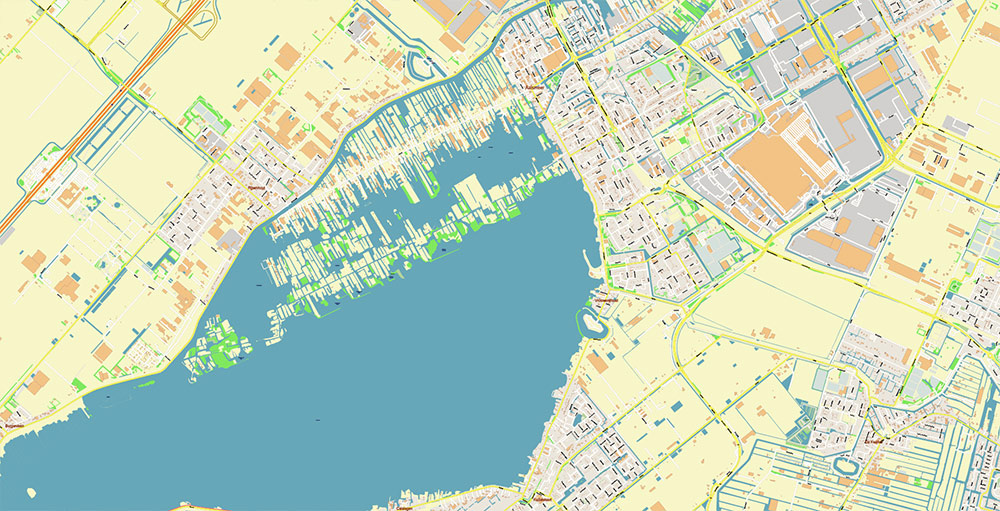 Schiphol Airport Map Vector Exact High Detailed Street Map editable Adobe Illustrator in layers