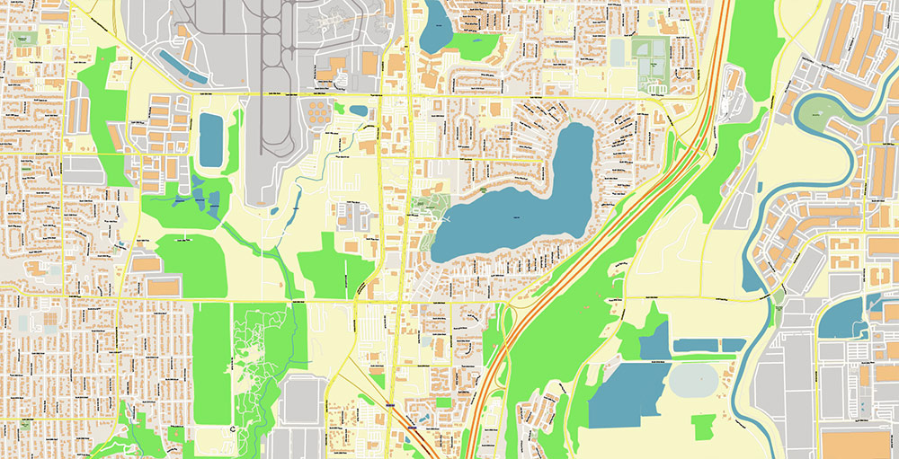 Seattle Airport Map Vector Exact High Detailed Street Map editable Adobe Illustrator in layers