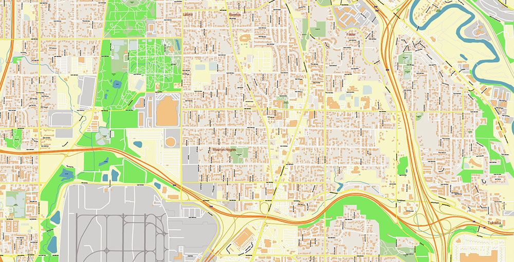 Seattle Airport Map Vector Exact High Detailed Street Map editable Adobe Illustrator in layers