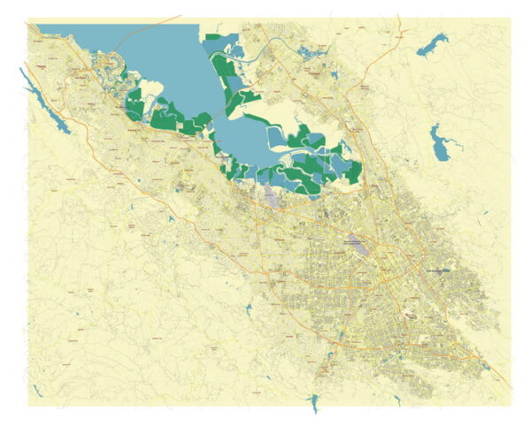 Free Vector map Blank Editable Layered of the Silicon Valley San Juan California USA