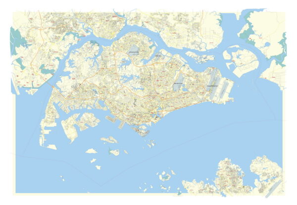 Free Vector map Blank Editable Layered of the Singapore