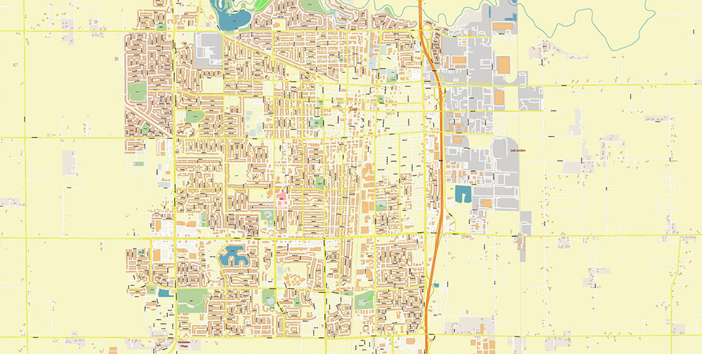 Stockton California USA Map Vector Exact City Plan High Detailed Street Map editable Adobe Illustrator in layers
