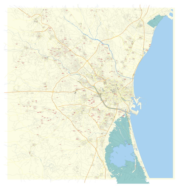 Free Vector map Blank Editable Layered of the Valencia Spain