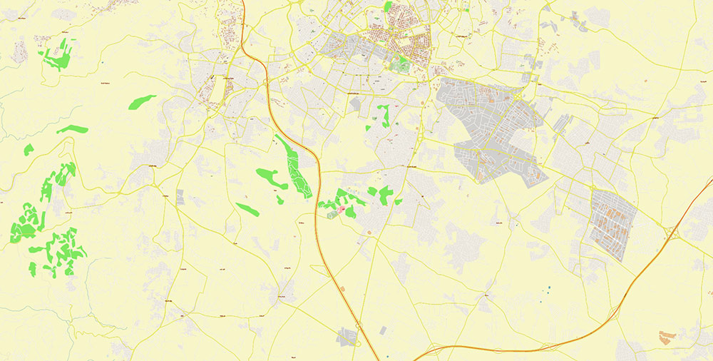 Amman Jordan Map Vector Exact High Detailed Street Map editable Adobe Illustrator in layers